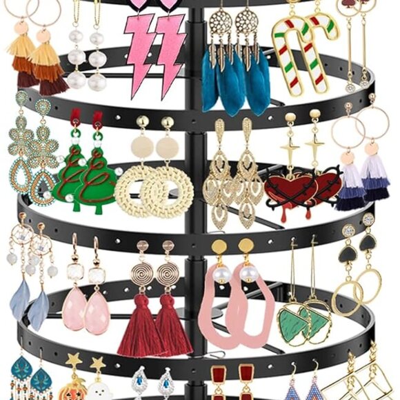6 Tier Metal Rotating Earring Holder Organizer, 264 Holes Large Stud Storage Dis - Picture 1 of 7
